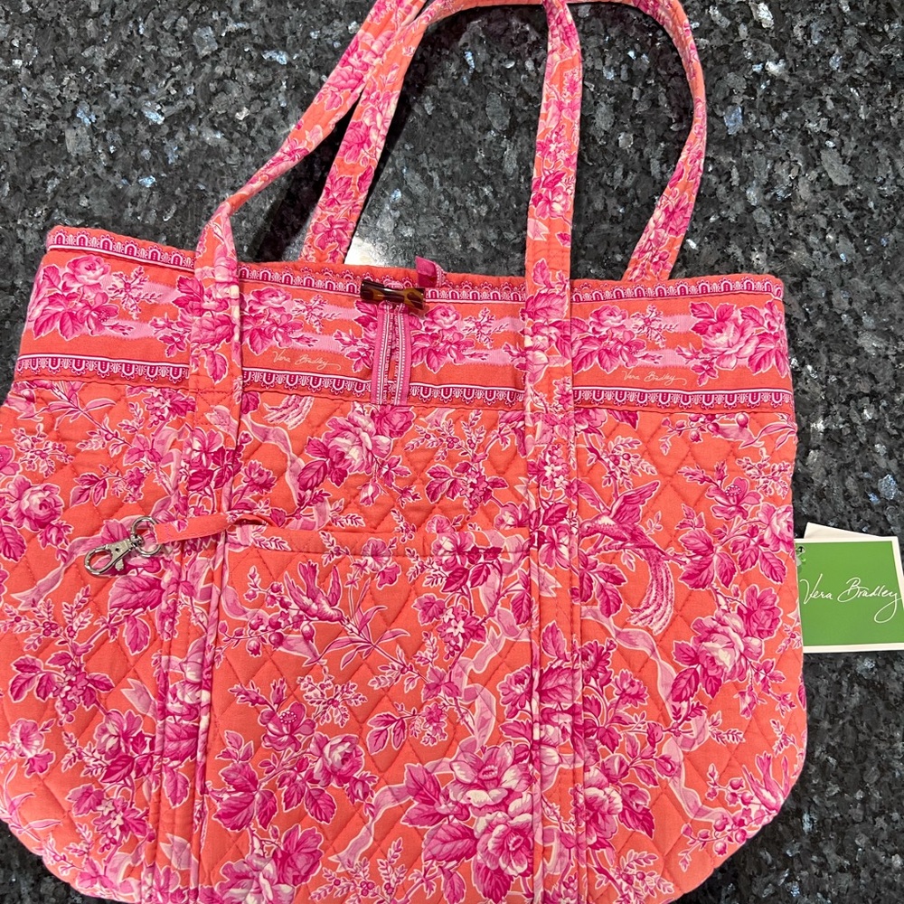 New Vera Bradley Pink and Orange Hope Toile Tote
